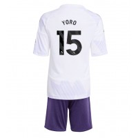 Stroje piłkarskie Manchester United Leny Yoro #15 Koszulka Wyjazdowej dla dzieci 2025-26 Krótki Rękaw (+ szorty)